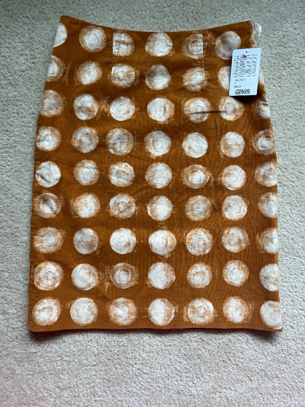 Anthropologie NWT Gold & Cream Polka Dot Pencil Skirt